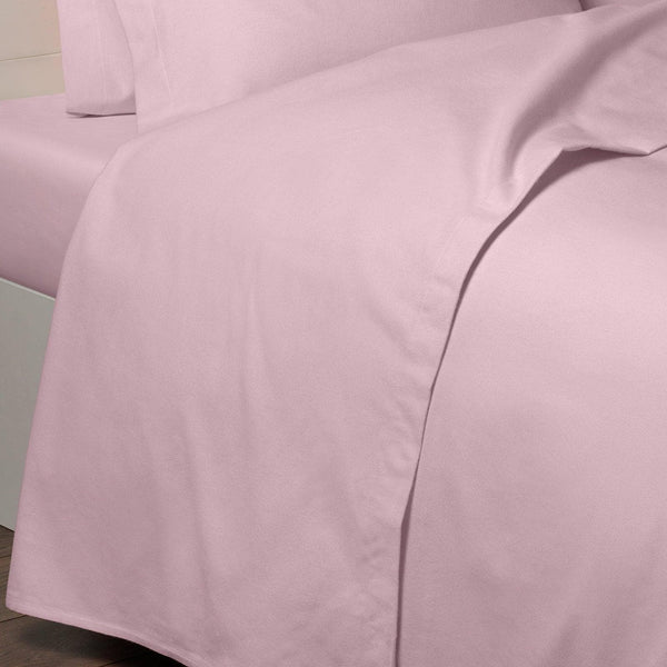 Luxury 100% Brushed Cotton Flannelette Flat Sheets Pink - Single - Ideal Textiles