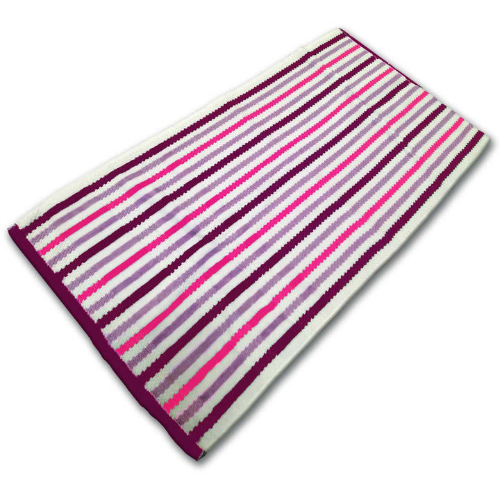California Stripe Combed Cotton Towel Pink -  - Ideal Textiles