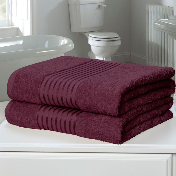 Windsor 100% Cotton Bath Sheet Pair Plum - Ideal