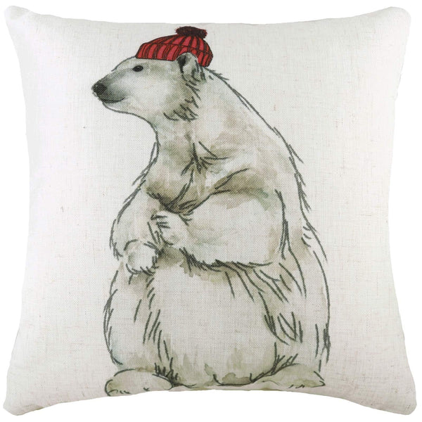 Polar Bear Hat Christmas Cushion Cover 17'' x 17'' -  - Ideal Textiles
