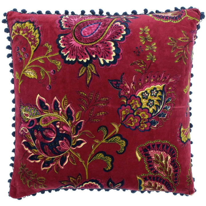 Malisa Indian Paisley Velvet Pomegranate Cushion Covers 20'' x 20'' -  - Ideal Textiles