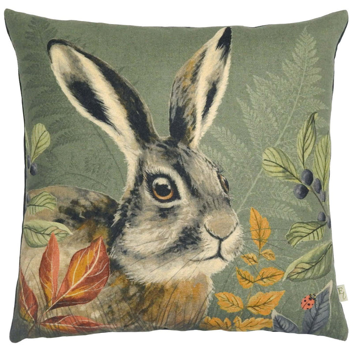 Forest Hare Profile Green Cushion Cover 17'' x 17'' -  - Ideal Textiles