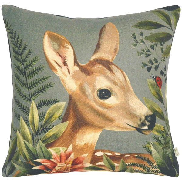 Forest Fawn Profile Grey Filled Cushions - Polyester Pad - Ideal Textiles