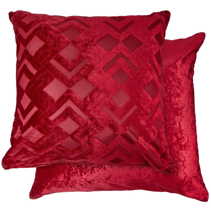 Valencia Geometric Red Cushion Cover 17'' x 17'' - Ideal