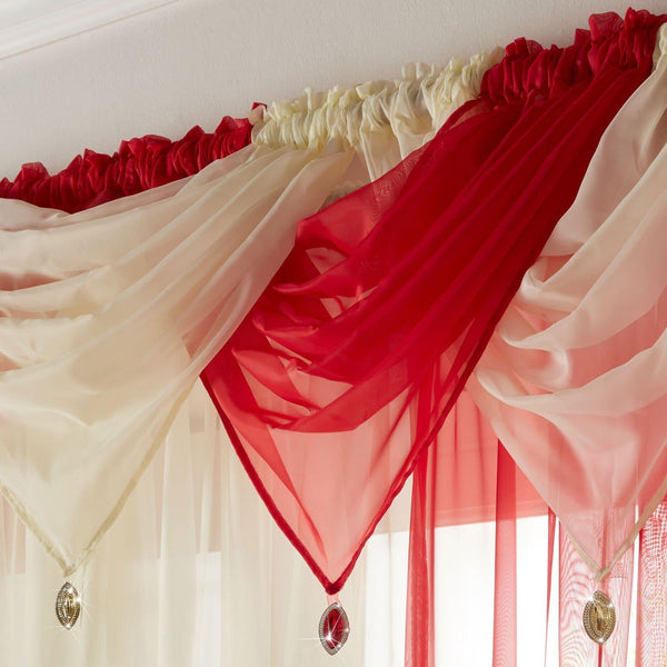 Gem Plain Red Voile Curtain Swags -  - Ideal Textiles