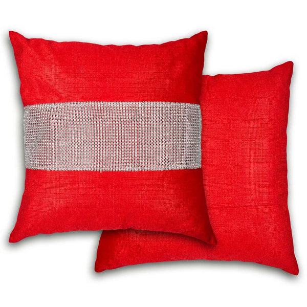 Eclat Diamante Velvet Red Cushion Cover 17'' x 17'' - Ideal