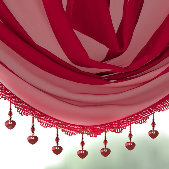 Millie Beaded Red Voile Curtain Swags - Ideal