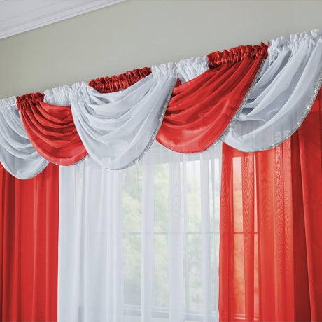 Glitter Diamante Red Voile Curtain Swags Voile Curtain Alan Symonds   