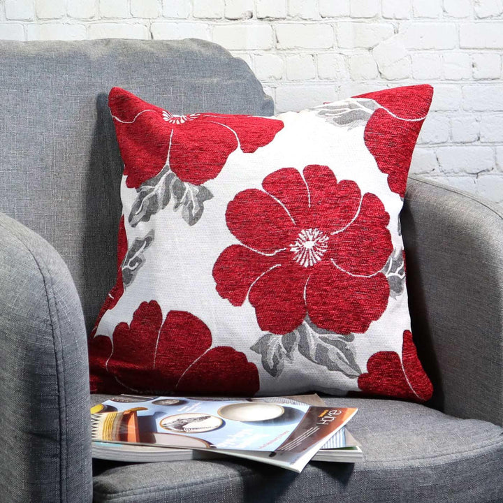 Kira Poppy Red Cushion Covers 18" x 18" -  - Ideal Textiles