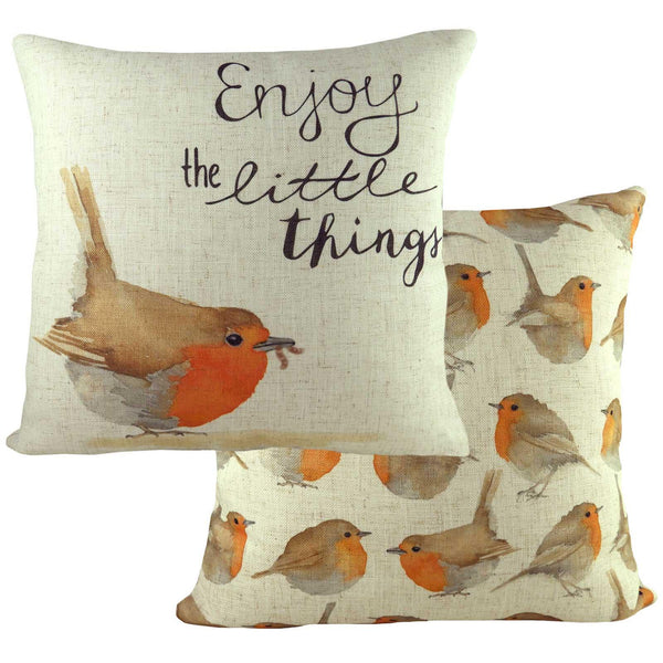 Robin 'Enjoy the Little Things' Cushion Covers 17'' x 17'' -  - Ideal Textiles