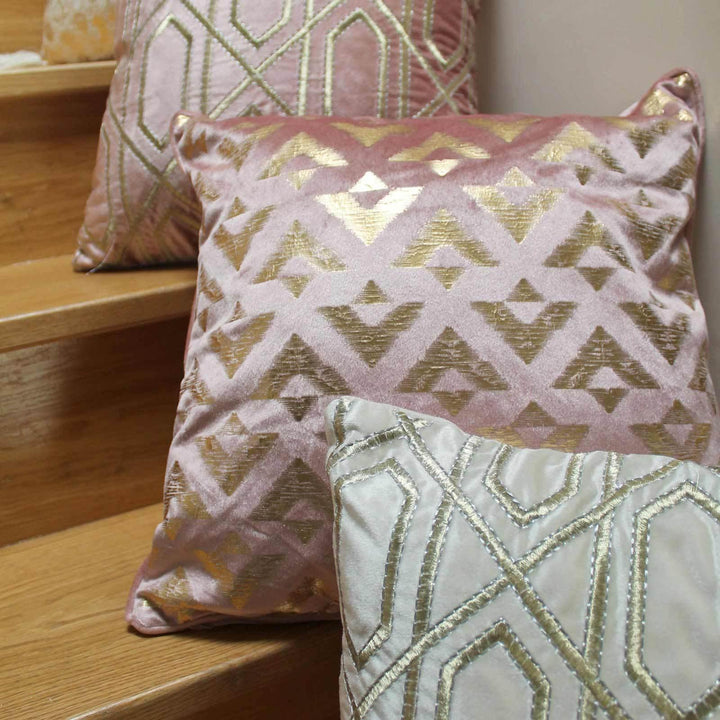 Samba Metallic Cushions Blush 17" x 17" -  - Ideal Textiles