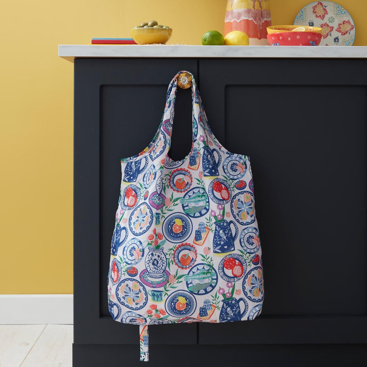 Mediterranean Plates Reusable Roll-Up Shopping Bag - Ideal