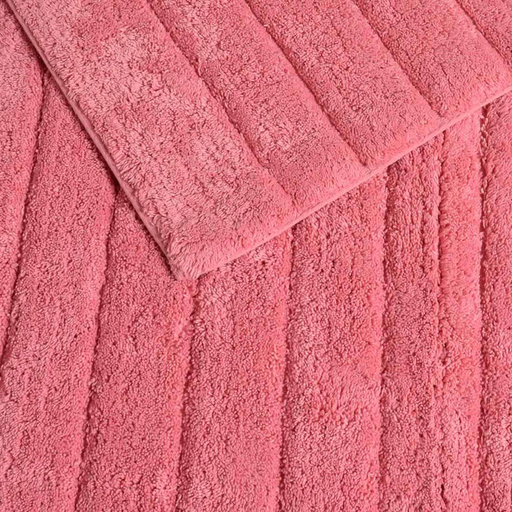 Linear Rib Cotton Bath & Pedestal Mat Set Rose Pink -  - Ideal Textiles