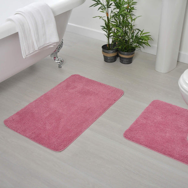 Luxury Microfibre Non-Slip Bath Mat Rose -  - Ideal Textiles