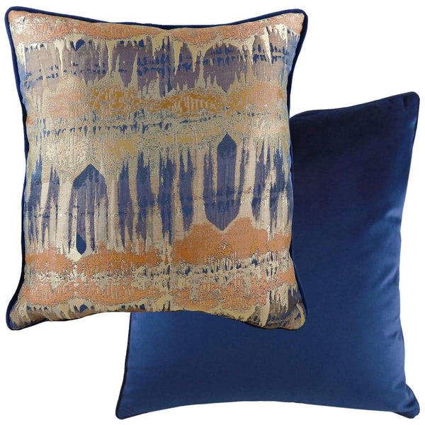 Inca Metallic Textural Royal Blue Filled Cushions 17'' x 17'' - Polyester Pad - Ideal Textiles