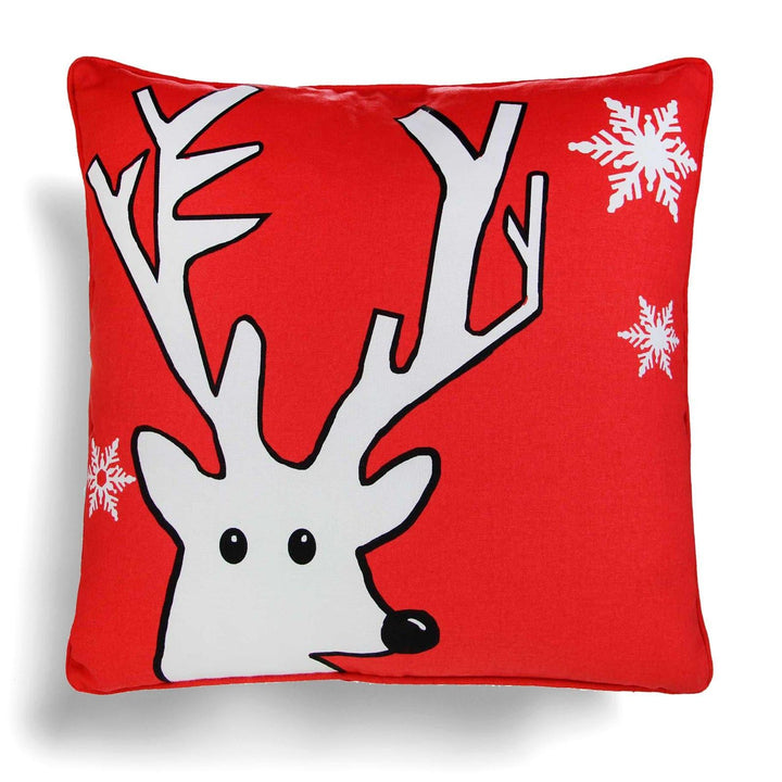 Rudi Reindeer Red Christmas Cushion Covers 18" x 18" -  - Ideal Textiles