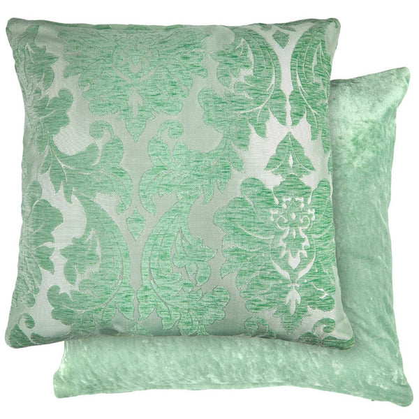 Damask Chenille Sage Green Cushion Cover 17'' x 17'' - Ideal