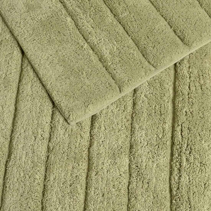 Linear Rib Cotton Bath & Pedestal Mat Set Green Ideal