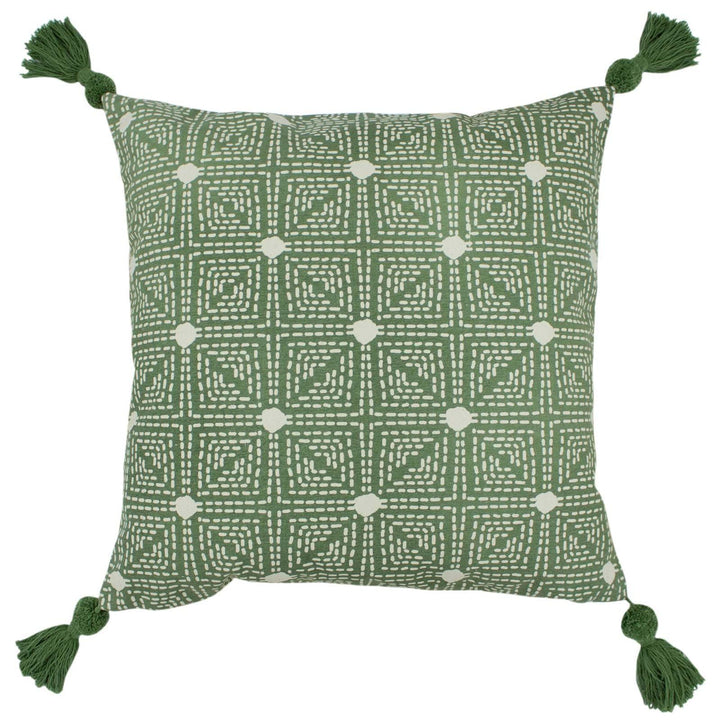 Chia Geometric Tufts & Tassels Sage Cushion Covers 20'' x  20'' -  - Ideal Textiles
