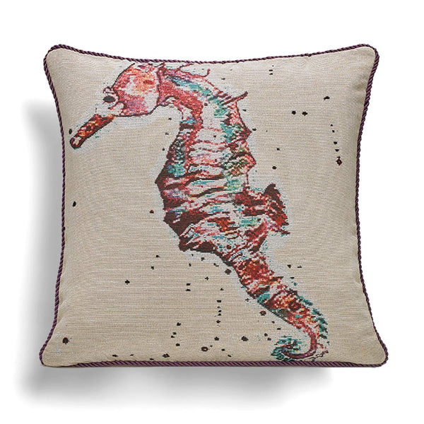 Seahorse Woven Tapestry Cushion Cover 18" x 18" -  - Ideal Textiles