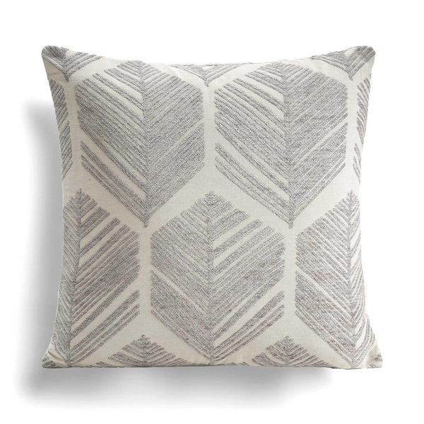 Sherwood Geometric Leaf Silver Cushion Cover 18'' x 18'' -  - Ideal Textiles