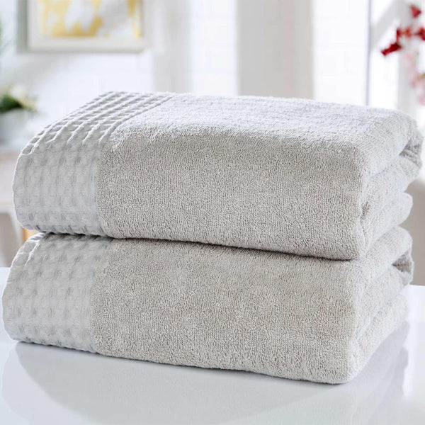 Retreat 100% Cotton Bath Sheet Pair Silver - Ideal