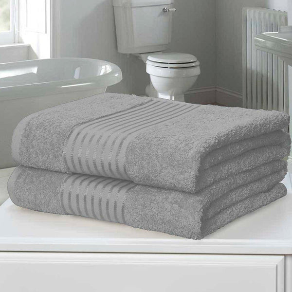 Windsor 100% Cotton Bath Sheet Pair Silver - Ideal
