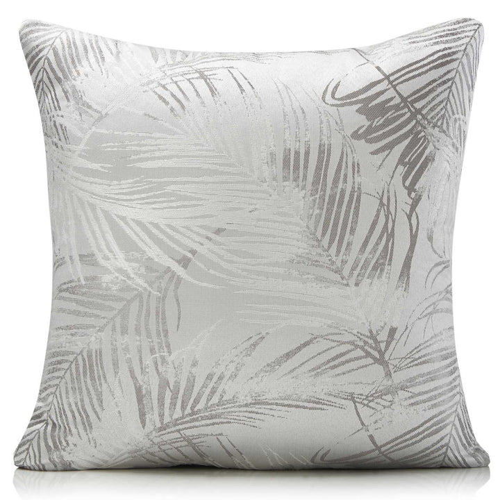 Fiji Jacquard Palm Silver Cushion Cover 22" x 22" -  - Ideal Textiles