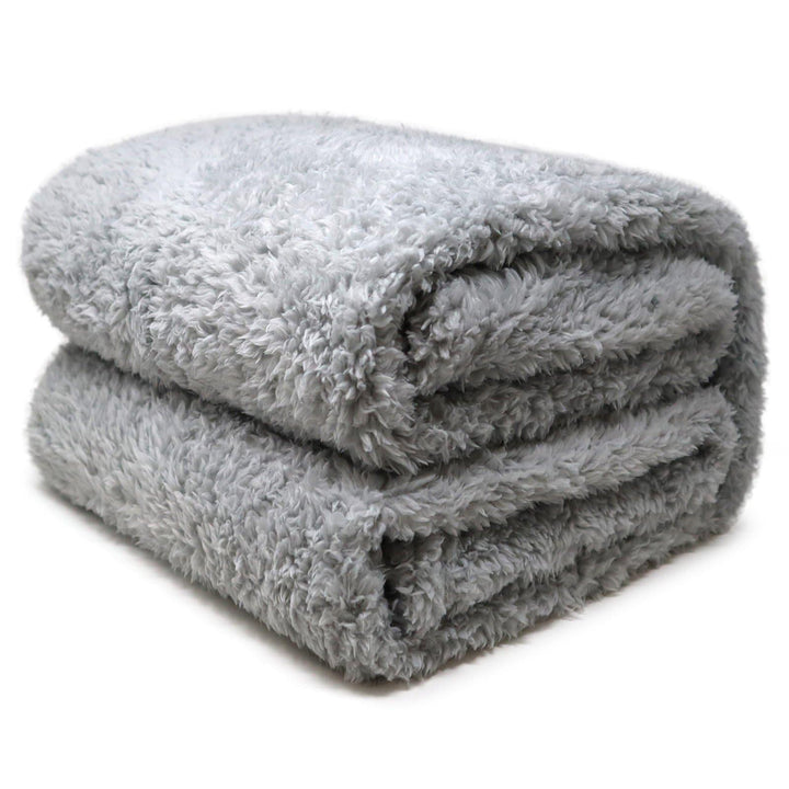 Teddy Bear Fleece Silver Throw Blankets - 130cm x 180cm - Ideal Textiles