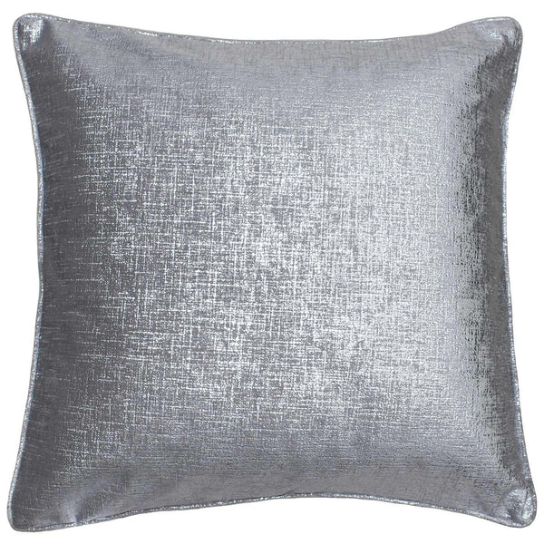 Venus Metallic Shimmer Silver Filled Cushions 18'' x 18'' - Polyester Pad - Ideal Textiles