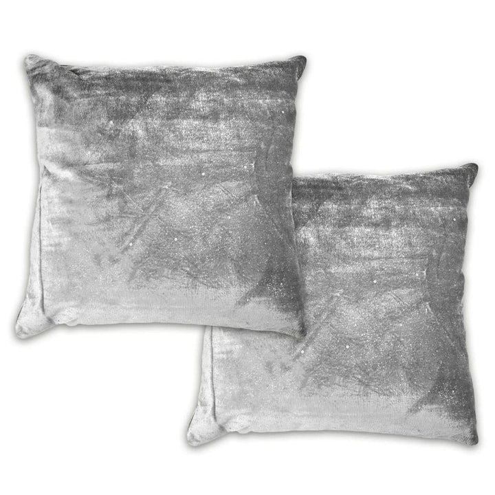 Electra Sequin Velvet Silver Cushion Cover 17'' x 17'' - Ideal