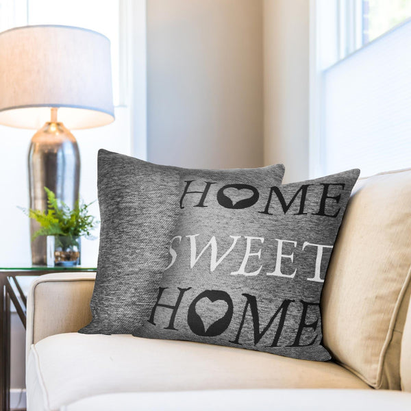 Home Sweet Home Chenille Silver Cushion Cover 17" x 17" - Ideal
