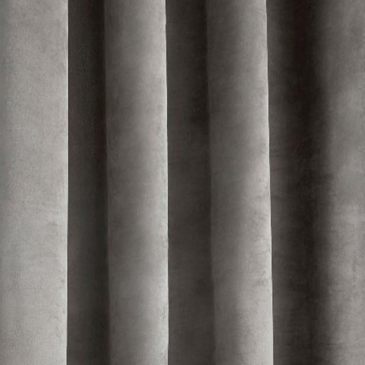 Velvet Thermal Blackout Eyelet Curtains Silver -  - Ideal Textiles