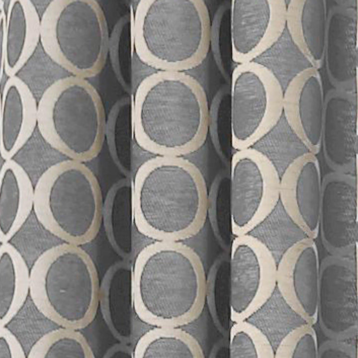 Oh Circles Chenille Lined Eyelet Curtains Silver -  - Ideal Textiles