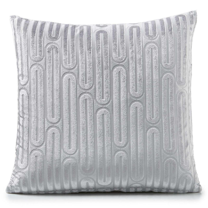 Oboe Geometric Velvet Silver Cushion Cover 18" x 18" -  - Ideal Textiles