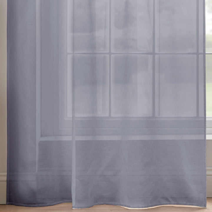Tiara Diamante Tab Top Voile Curtain Panels Silver -  - Ideal Textiles