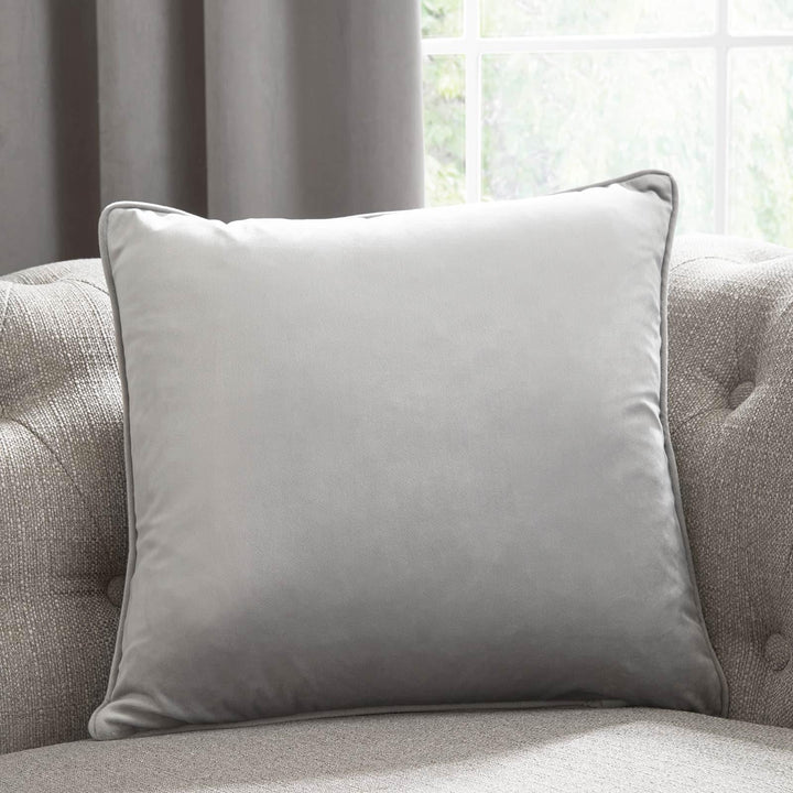 Montrose Velvet Silver Cushion Covers 17'' x 17'' - Ideal