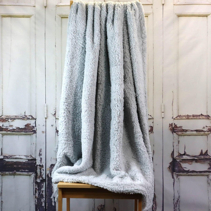 Teddy Bear Fleece Silver Throw Blankets -  - Ideal Textiles