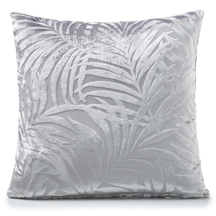 Kew Velvet Palms Silver Cushion Cover 18" x 18" -  - Ideal Textiles