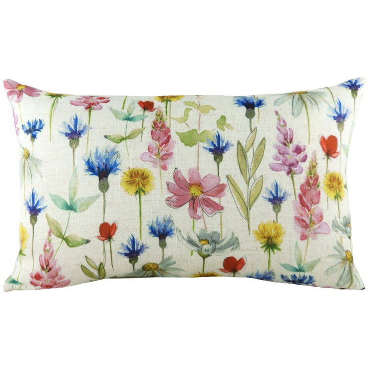 Wild Flowers Sophia Multicolour Filled Boudoir Cushions 12'' x 20'' - Polyester Pad - Ideal Textiles