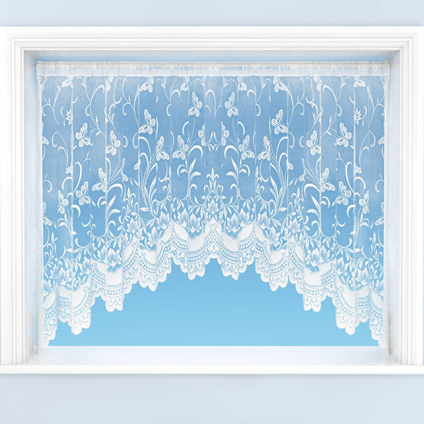 Spring Floral Butterfly White Lace Jardinieres - 100" x 36" - Ideal Textiles