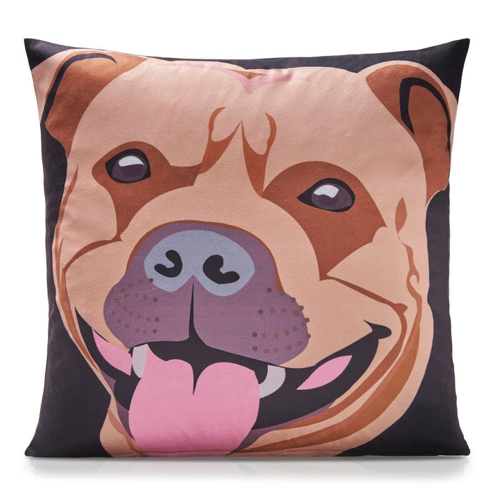 Staffordshire Bull Terrier Velvet Cushion Cover 18" x 18" -  - Ideal Textiles