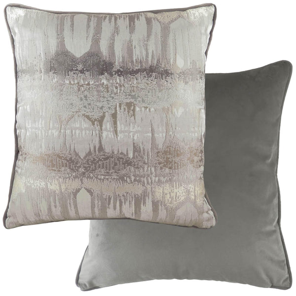 Inca Metallic Textural Steel Grey Filled Cushions 17'' x 17'' - Polyester Pad - Ideal Textiles