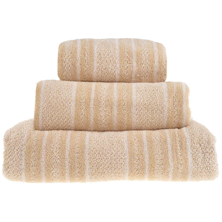 Stripes 100% Cotton Towel Stone - Hand Towel - Ideal Textiles