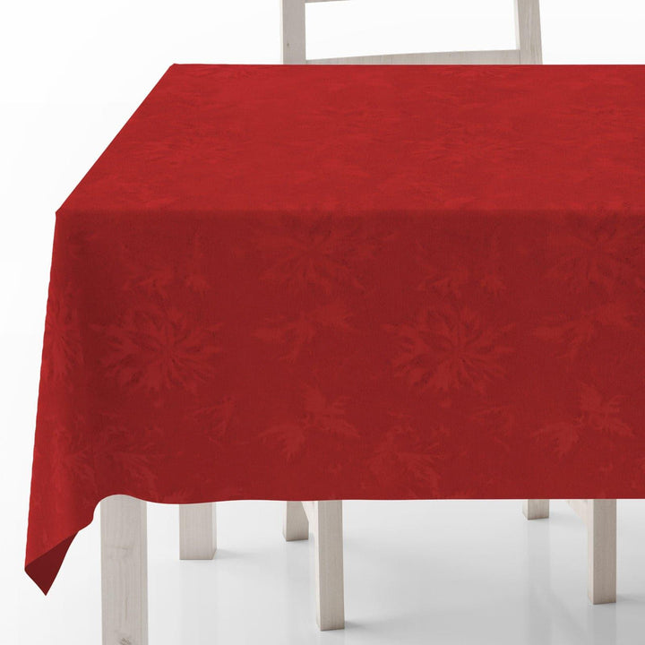 Poinsettia Jacquard Damask Christmas Red Tablecloths -  - Ideal Textiles