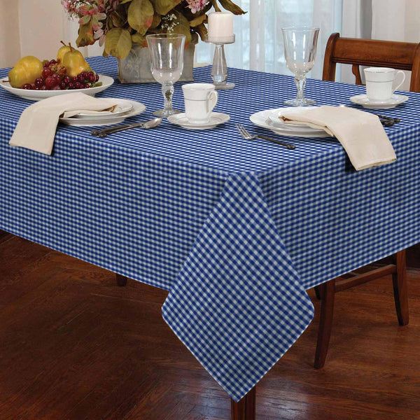 Gingham Check Blue Tablecloths - 36'' x 36'' - Ideal Textiles