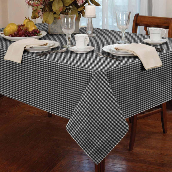 Gingham Check Black Tablecloths - 36'' x 36'' - Ideal Textiles