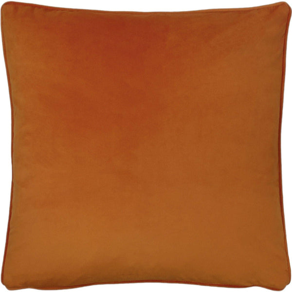 Opulence Soft Velvet Piped Tangerine Filled Cushions 22'' x 22'' - Polyester Pad - Ideal Textiles