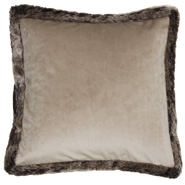 Kiruna Faux Fur Velvet Taupe Cushion Covers 18'' x 18'' -  - Ideal Textiles