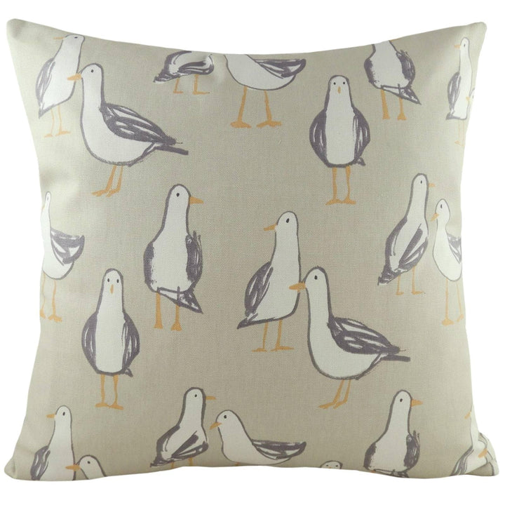 Marine Seagulls Nautical Print Taupe Cushion Covers 17'' x 17'' -  - Ideal Textiles